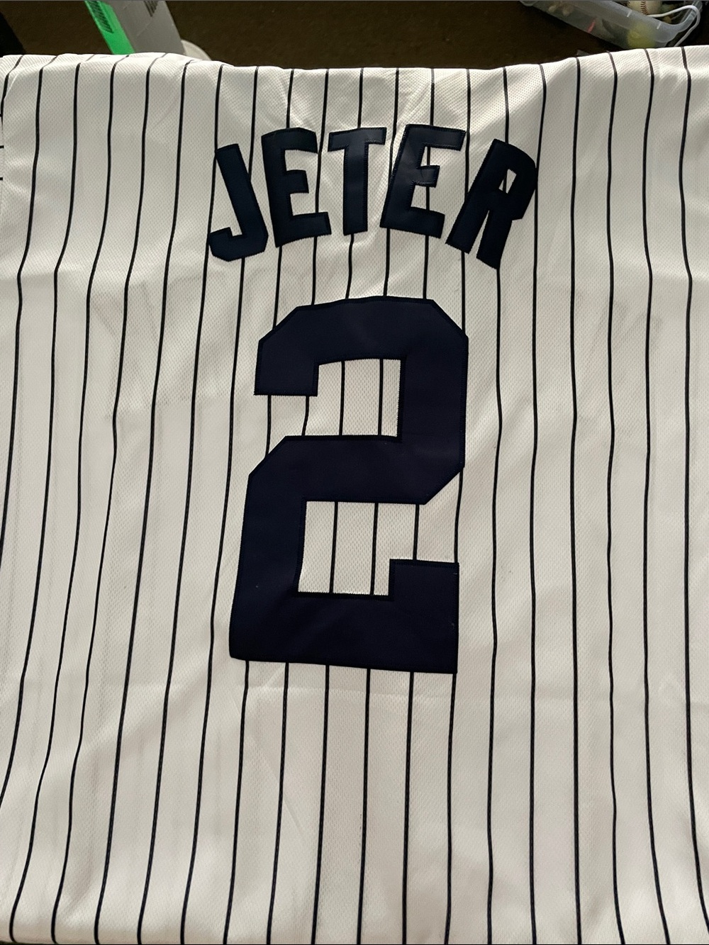 Derek Jeter #2 Pinstripe Baseball Jersey - Navy on White